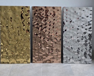 Blacha ozdobna jasnoniebieska fala tłoczona stal nierdzewna dekoracyjna water ripple 122x240 cm